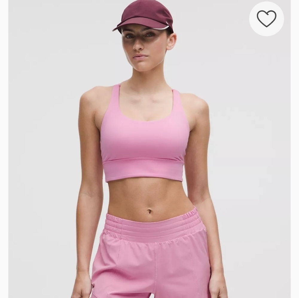 Lululemon Energy Bra Pink Strappy Back Size 6 Light Support Yoga Gym